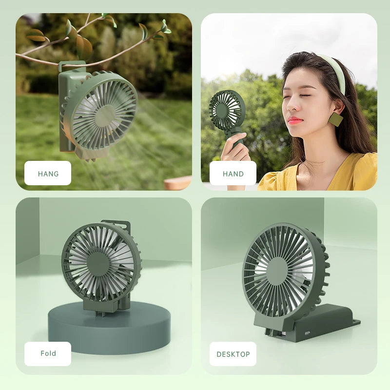 LK007 New Handheld Fan Foldable USB Charging Mini Digital Display Desktop Or Ceiling Fan Office Summer Small Fan Easy to Carry