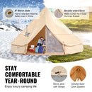 SucceBuy Canvas Bell Tent 4 Seasons 3m/6m Yurt Tent Canvas Tent for Camping with Stove Jack Breathable Tent Holds up to 4 People