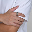 Mprainbow Men's Twisted Chain Ring, Never Fade Silver Color Stainless Steel Hollow Bands Ring Gift to Dad Father BFF Jewelry