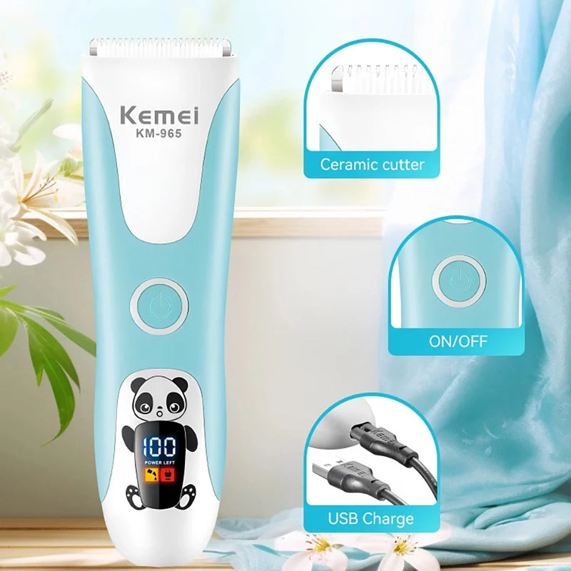 Kemei Baby Hair Clippers Quiet Hair Trimmer for Kids Waterproof Rechargeable Cordless Baby Hair Cutting Kit for Infant Toddler