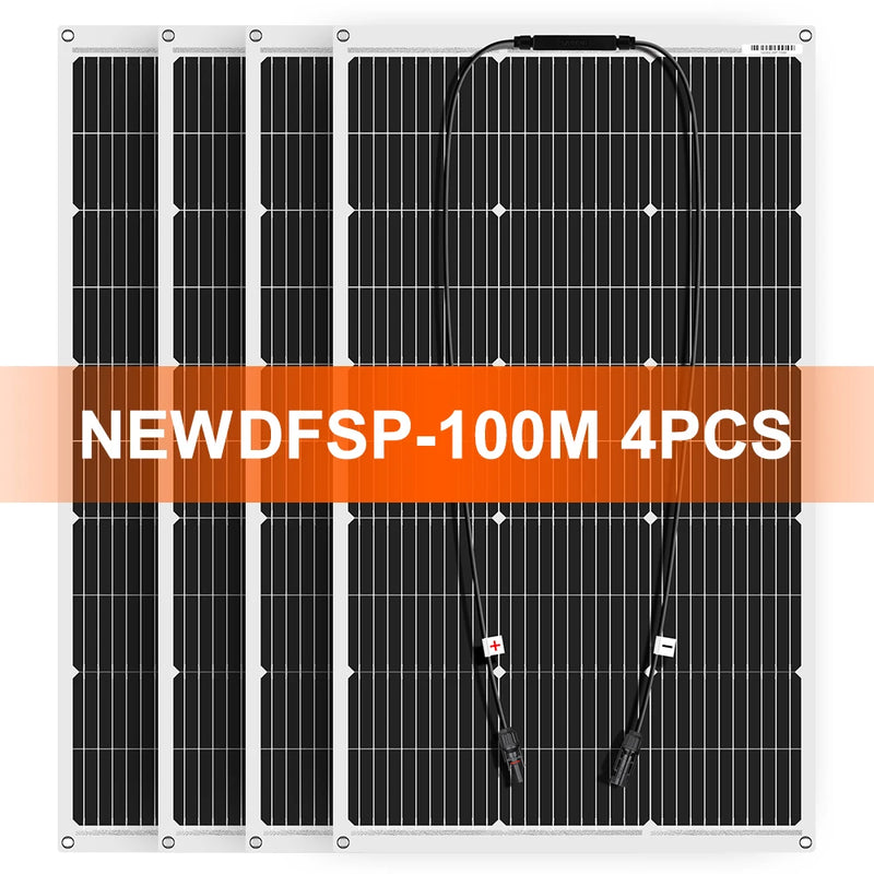 DOKIO 18V 100W/200W/400W Flexible Solar Panels Waterproof Monocrystalline Solar Panel Camping RV Home Charge 12V