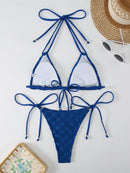 Halter Green Bikini Women Sexy Front Bow Push Up Micro Swimsuit Brazilian Lace-up Bandage Bathing Suit Tie Side Thong Swimwear