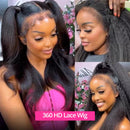 CEXXY 250% Kinky Edge Hairline 360 Full Lace Frontal Wigs Kinky Straight Human Hair with Baby Hair Pre Plucked HD Yaki Straight