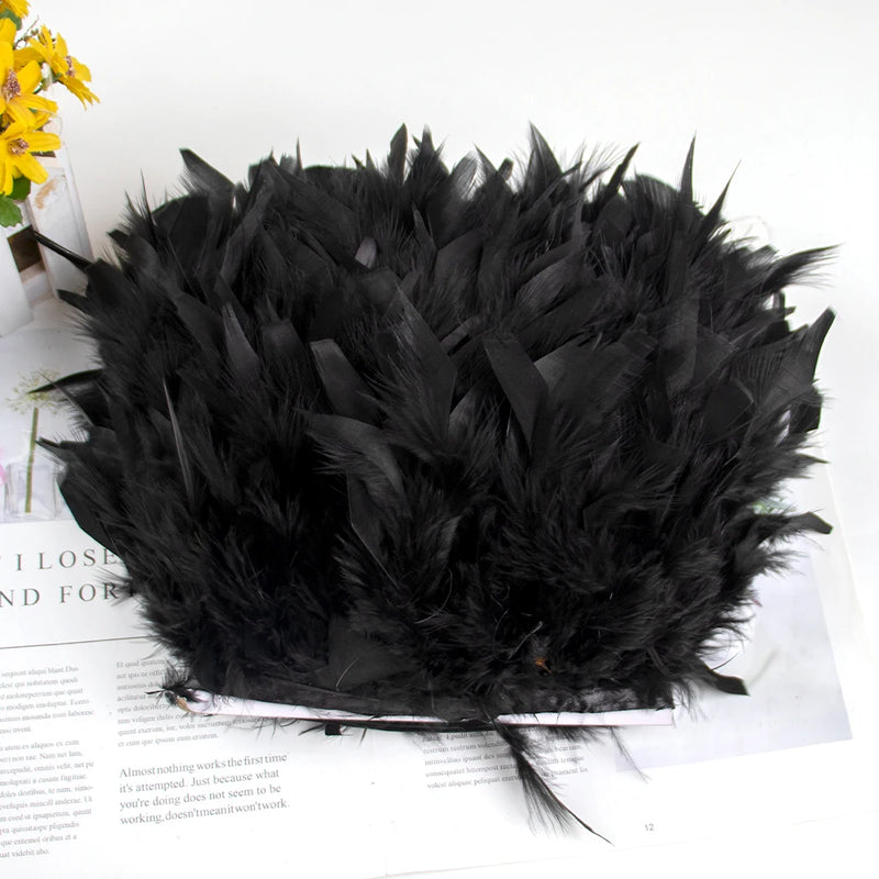 1 Meter Natural Turkey Feathers Trims 10-15cm for Sewing Ribbon Clothing Fringe Plumes Decoration DIY Crafts Wedding Party Dress
