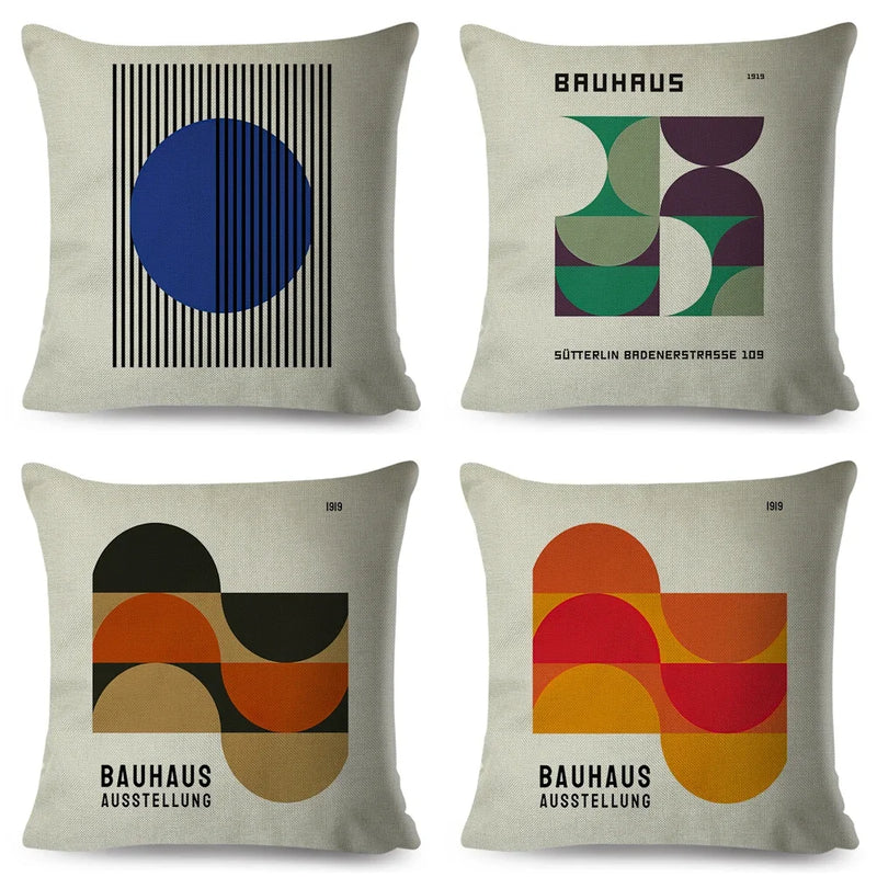 Nordic Bauhaus Exhibition Unique  Cushion Cover for Sofa Home Car Decor Double Print Pillowcase Polyester Throw Pillow Case