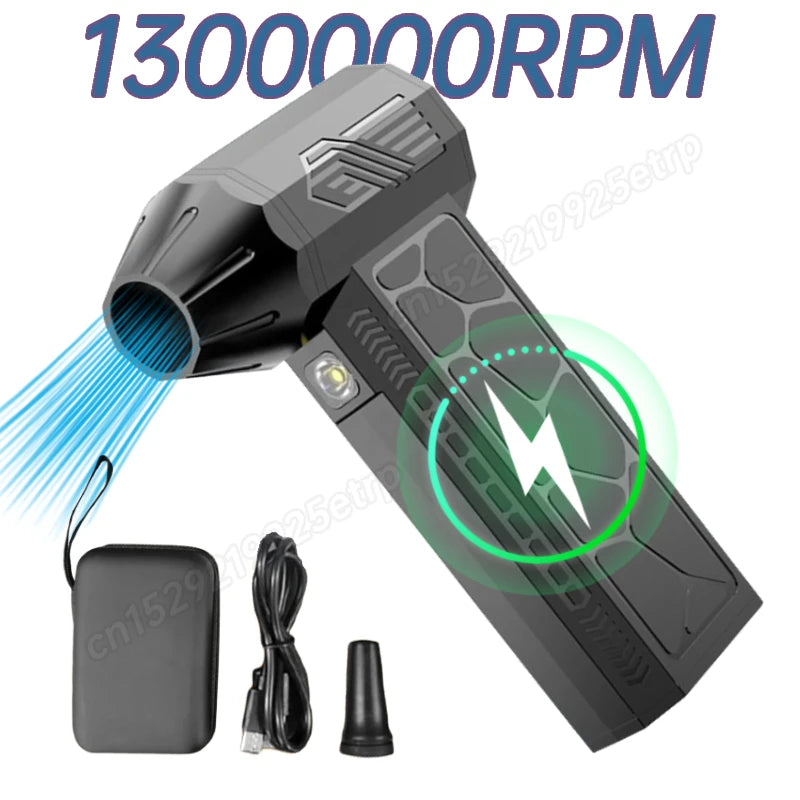 Mini Turbo Jet Fan 130000 RPM Handheld Powerful Air Blower Compressed Air Duster 3 Gear Winds for PC/Home /Car Cleaning Tool