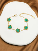 Fashion Luxury Five Leaf Flower Pendant Bracelet Earrings Jewelry Necklace For Women Gift Trendy Stainless Steel Clover Jewelry