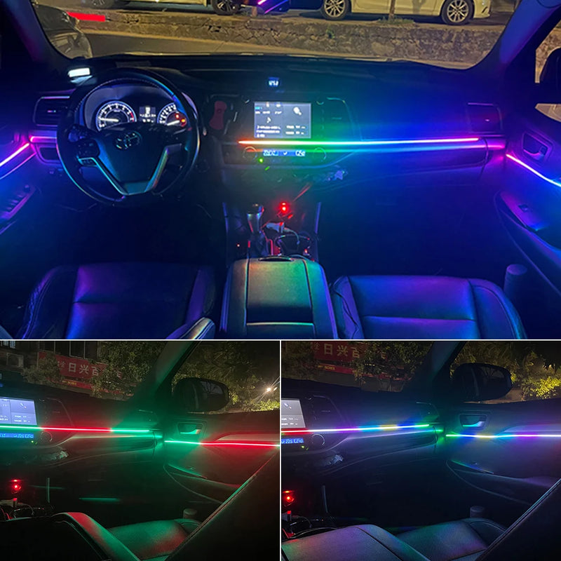 22/18/14 IN 1 RGB Symphony Streamer Car Ambient Lights Interior LED Acrylic Strips Decoration Atmosphere Lamp APP Remote Control