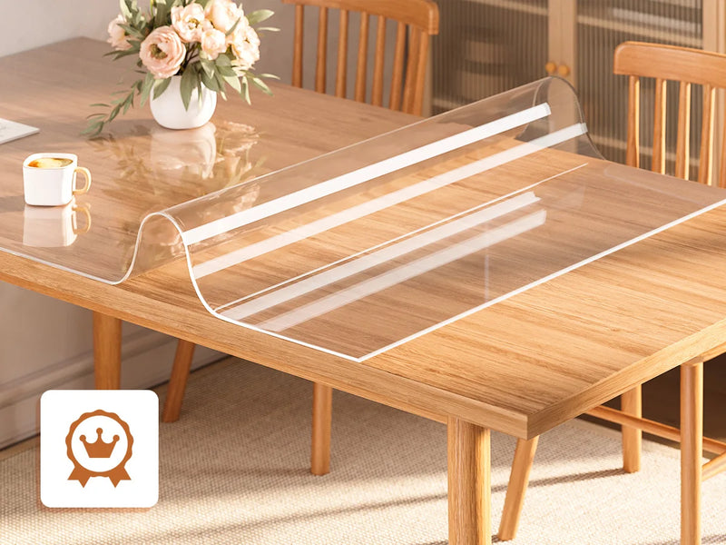 PVC 2mm Transparent Table Film Rectangular Crystal Clear Tablecloth Waterproof Protector Cover for Home Dining Restaurant Table