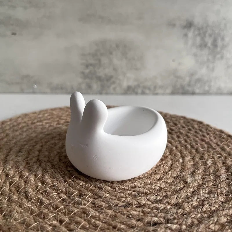 Easter Bunny Candle Cup Silicone Mold DIY Gypsum Cement Storage Egg Bowl Decoration Desktop Ornament Resin Mold Home Handicrafts