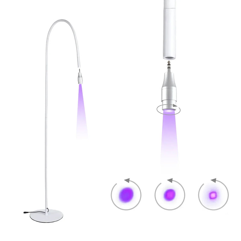 5W/10W UVLED Curing Lamp With Foot Switch Adjustable Focus Floor Lamp Grafting Eyelash Glue Fast Drying Purple Light Beauty Tool