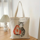 1pc Cute Cats Luggage Bags Harajuku Cartoon Vintage Shopping Canvas Bag Funny Women's Shoulder Bags Kawaii Gifts for Children