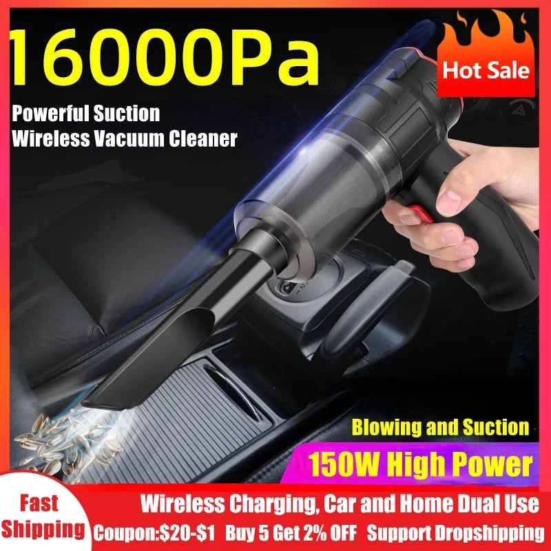 Wireless Car Vacuum Cleaner Portable Handheld Vacuum Cleaner 16000Pa For Car&Home Strong Suction Vacuum Cleaner&Air Blower 2in1
