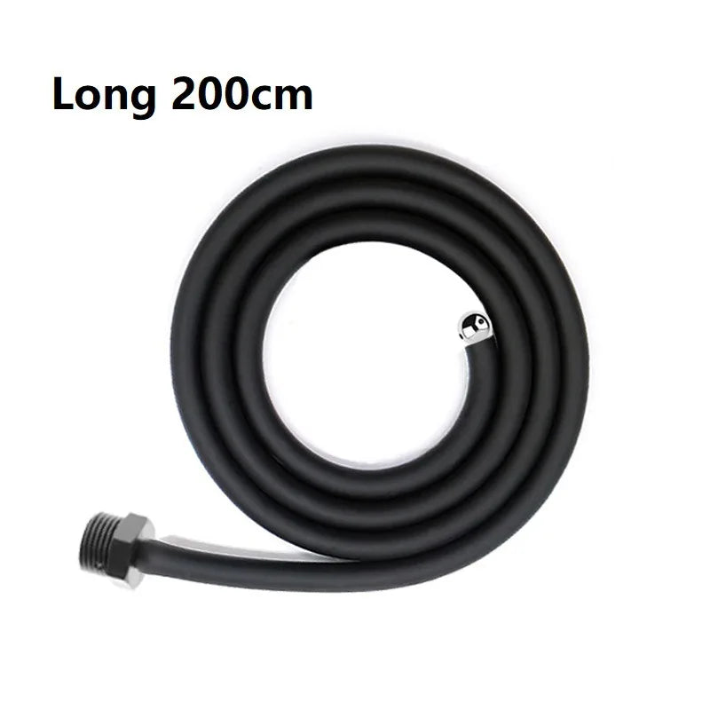 Silicone Black Bidet 25 to 200cm Long Douche Enema Syringe Shower Cleaning Head Anal Beads Butt Plug Nozzle Thread G1/2'
