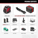 YEVOLT YVGLL4XS12 Series Green Laser Level 3-Plane 12-Line Self-leveling 360 3D Horizontal & Vertical 3.6V 3Ah Power Tools