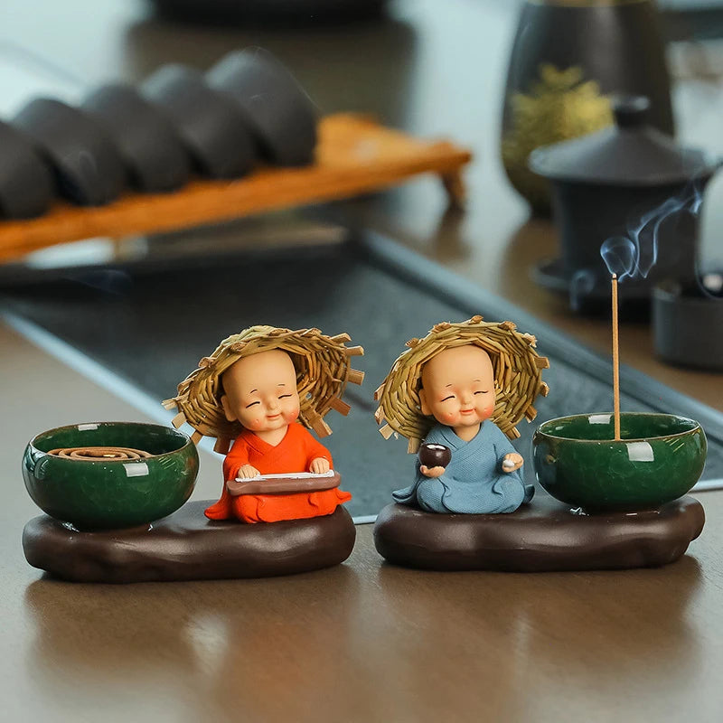 Creative Incense Burner Stick Holder Buddhist Monk Censer Household Aromatherapy Meditation Yoga Studios Decoration Ornament