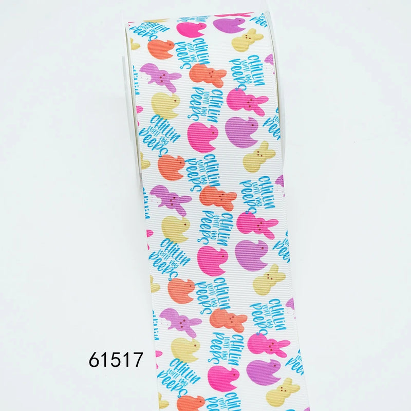 5 Yards Easter Rabbit Printed Grosgrain Satin Ribbons For Bows DIY Craft Decoration Packaging Supplies, 10 Pieces Resins. 59086