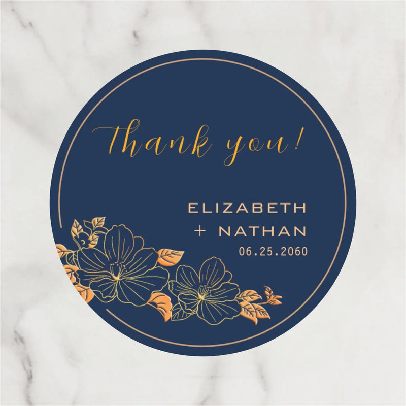 Customized wedding thank-you circular stickers, suitable for occasions such as weddings, birthdays, baptisms, and anniversaries.
