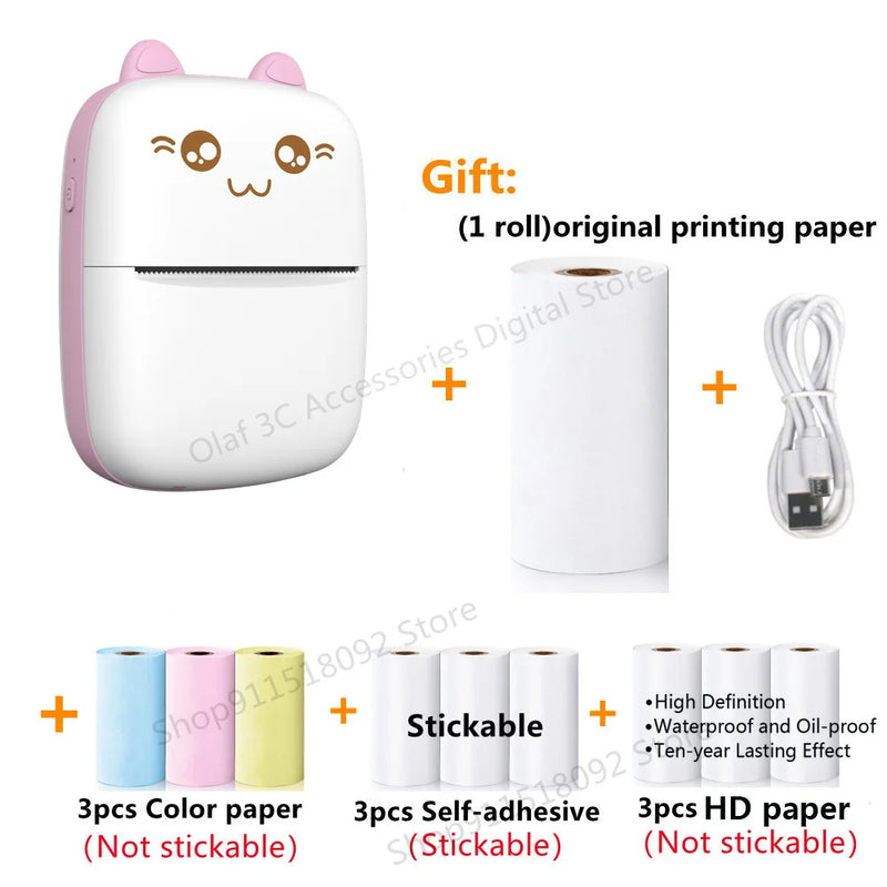 NEW Mini Portable Printer Thermal Adhesive Label Printers Photo Sticker Impresora Portátil Inkless Print For Mobile IOS Android