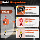 1100 lbs 3-in-1 Electric Hoist Winch 110V 1500W Portable Lifting Machine Wireless Remote Control Electric Hoist