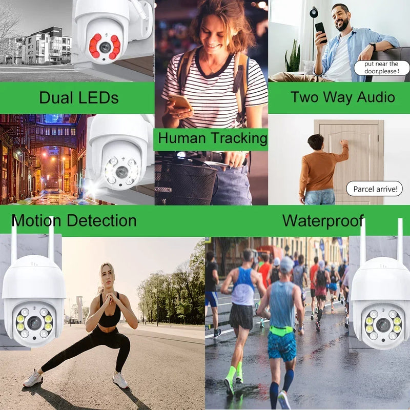 8MP 4MP 4G SIM Camera AI Human Tracking Wifi PTZ Camera Color Night Vision Wireless Speed Dome Surveillance Camera