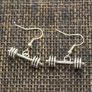 New Fashion Handmade Fitness Equipment Dumbbell Disc Pendants Silver Color Earrings For Womens Style