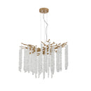 23.6inch Modern Golden Chandelier with Cascading Crystal String, Perfect for Living Room, Dining Room and Foyer, High-End Decorative Lamps (Bulb Not Included)