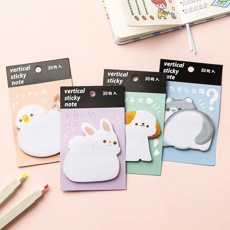 30 sheets/set Kawaii Animal Butt N Times Sticky Notes To Do List Planner Sticker Notepads School Office Supplies Gift Stationery