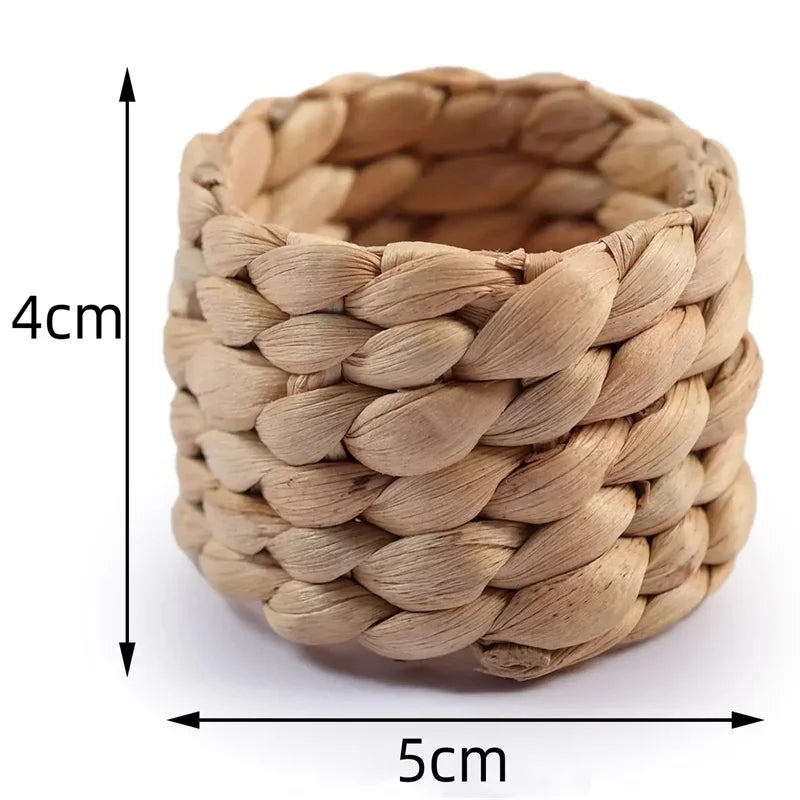 1/6/12PCS Round Napkin Rings Hand-Woven Watercress Napkin Rings Easter Thanksgiving Christmas Table Decorations