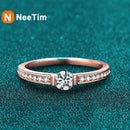 NeeTim 0.3ct D Color Moissanite Eternity Band Ring 925 Sterling Silver with Rose Gold Plated Wedding Rings For Women Jewelry