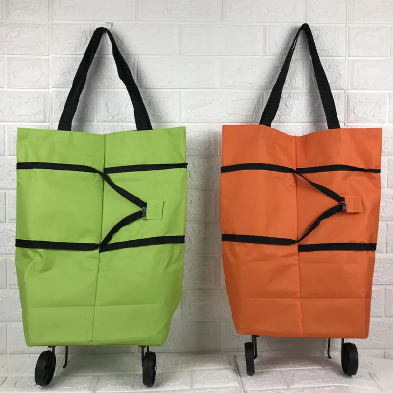 Folding Shopping Pull Cart Trolley Bag With Wheels Foldable Shopping Bags Reusable Grocery Bags Food Organizer Vegetables Bag