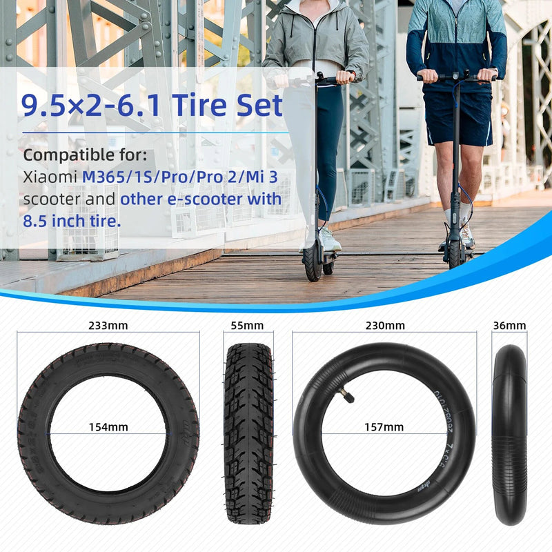 Ulip 9Inch 9.5x2-6.1 Off Road Tire With 9.5x2 Inner Tube for Xiaomi M365 1S Pro 2 Mi3 E-Scooter 9 1/2x2 Anti-slip Thickened Tire