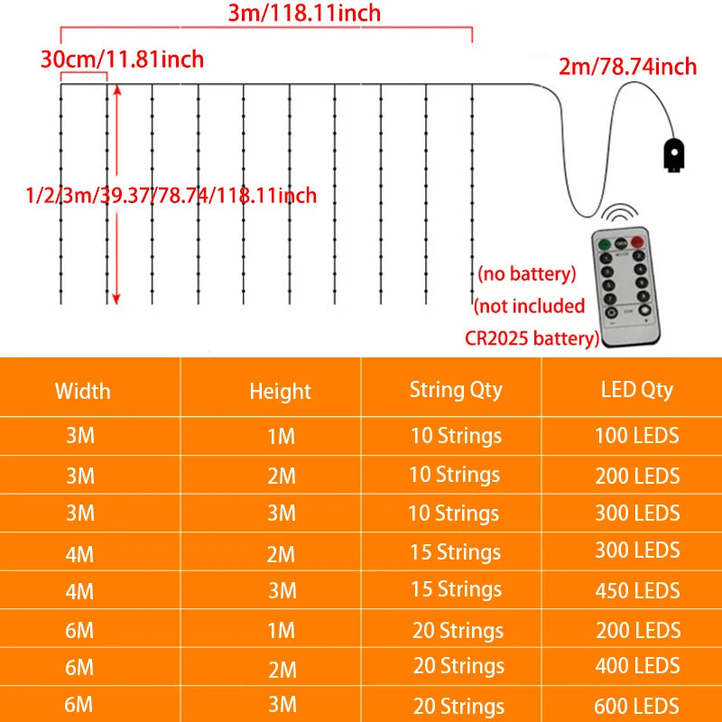 USB Festoon LED String Light 8 Mode Remote Christmas Fairy Garland Curtain Light Decor For Home Holiday Decorative New Year Lamp