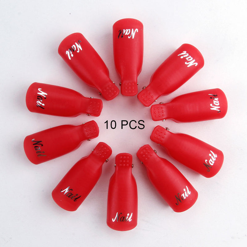 10PCS Plastic Nail Art Soaker Off Caps Clip UV Gel Polish Remover Wrap Tool Nail Art Tips Tools for Fingers Nail Polish Remover