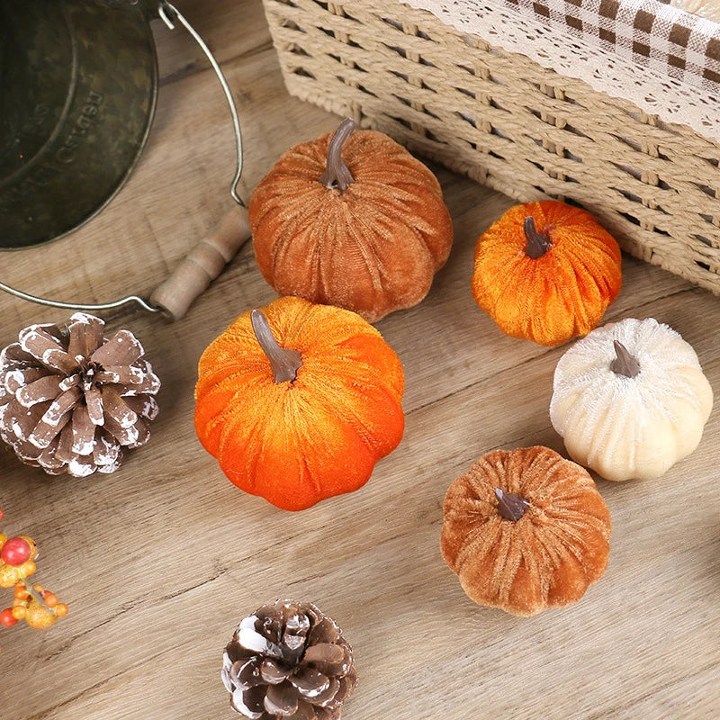 Halloween Artificial Pumpkin Ornaments Halloween Party Thanksgiving Dinner Table Decoration Autumn Fall Home DIY Craft Wreath