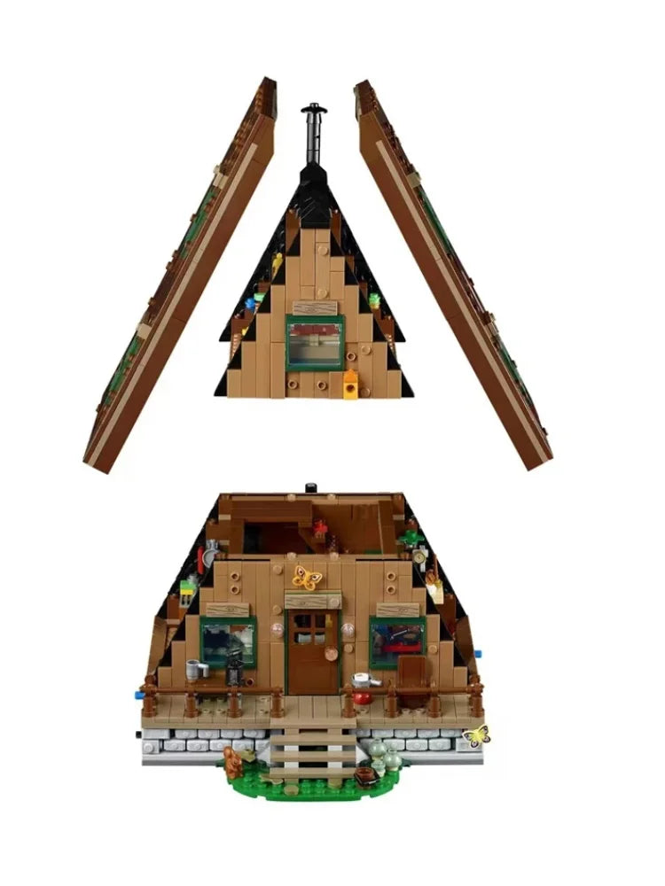 2024 NEW A- Frame Cabin Forest House Compatible 21338 Building Blocks stock Street View Bricks Toy For Children Gift