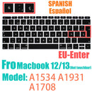 Spanish layout Keyboard Cover for For MacBook Air 13.6/15 M4 M3 M2 A3240 A2941 A3241 A3114, MacBook Pro 14" 16" 13"  12" black