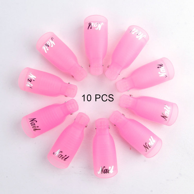 10PCS Plastic Nail Art Soaker Off Caps Clip UV Gel Polish Remover Wrap Tool Nail Art Tips Tools for Fingers Nail Polish Remover