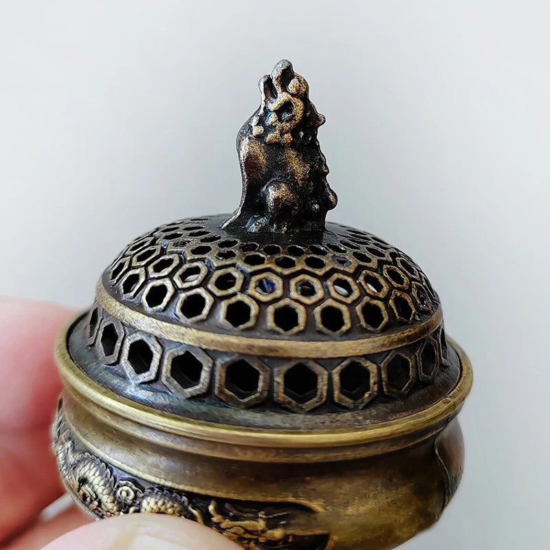 Alloy Incense Burner Chinese Buddha Lotus Flower Incense Holder Handmade Censer For Buddhist Home Office Decoration