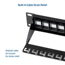 ZoeRax 24-Port RJ45 Shielded Blank Patch Panel 1U 19" Network Patch Panel with Cable Management and Support Bar