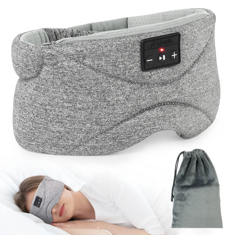 Travel Sleeping Headphones BT5.0 Sleep Mask with Ultra Thin Speakers, Soft Tech Gadgets for Side Sleepers Insomnia Meditation