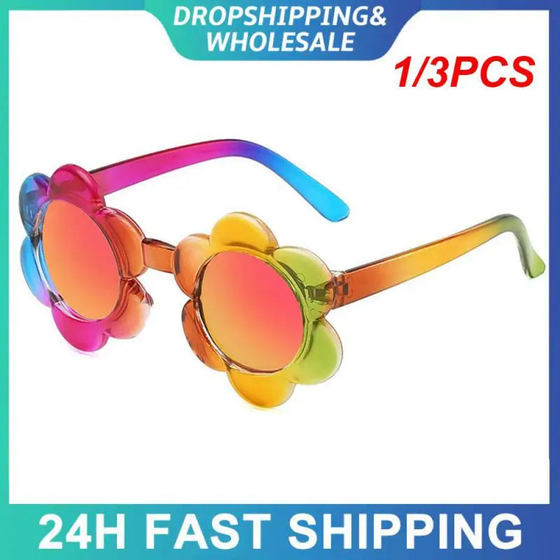 1/3PCS Cartoon Round Flower Sun Glasses Colorful Outdoor Sun Protection Eyewear Travel Supplies Creative Children Sunglasses