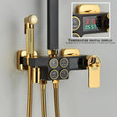 4-Function Button Digital Display Shower Faucet Set Chrome Rain Shower Column Constant Temperature Shower Wall Mounted