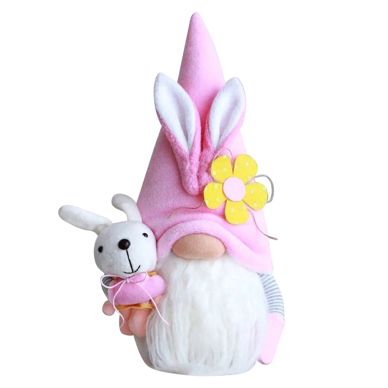 Easter Bunny Gnome And Flower Easter Decoration Ornament Gift Soft and Safe Material Easter Faceless Doll Indoor Ornament