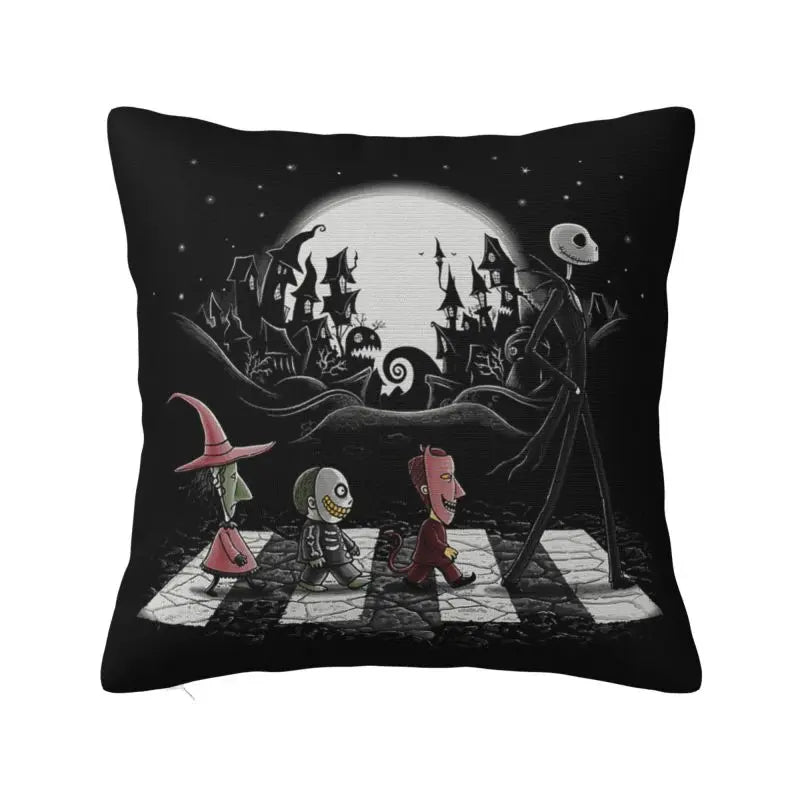 Custom Halloween Skull Jack Sally Throw Pillow Case Home Decor Nightmare Before Christmas Movie Cushion Cover Square Pillowcase