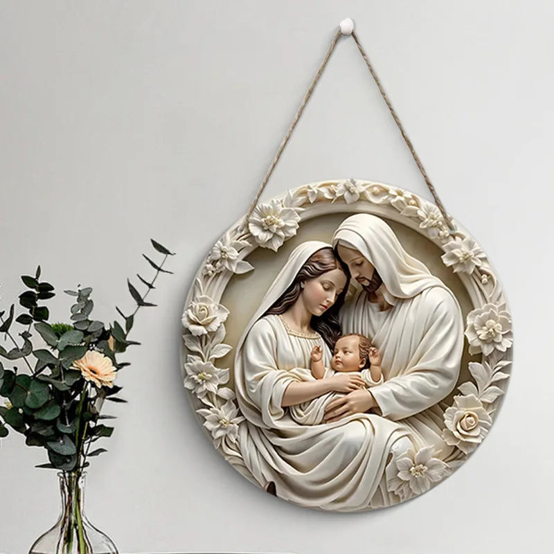 1pcs Easter Nativity Keepsake Christmas Plane Wooden Prayer Pendant Jesus Christ Religiou Hanging Tree Home Furnish Decor Supply