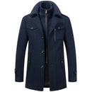 Men's autumn and winter business woolen coat fashion double collar cold jacket thick coat windproof