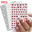 3 Packs 3D Laser Heart Alphabet Nail Art Stickers Nail Art Decorations Flowers Stars Black and White Nail Art Decorations