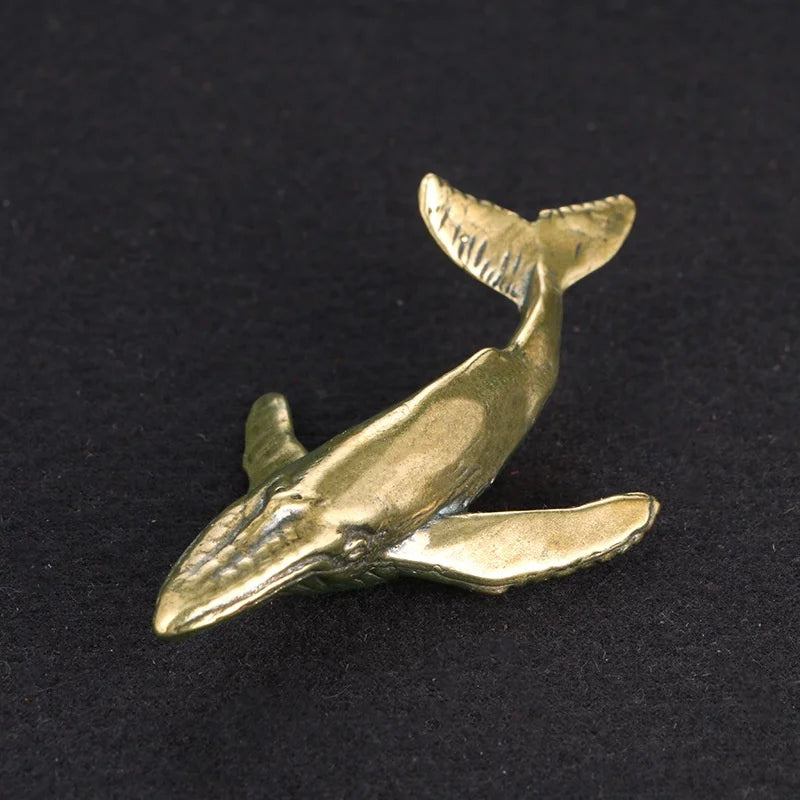 Solid Brass Whale Figurines Vintage Sea Animal Small Statue Desktop Ornaments Office Decorations Crafts Accessories Child Gifts