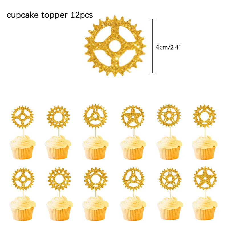 Bike Game Birthday Decorations Bicycle Garland Banner Cycling  Rider Cupcake Toppers Boy Birthday Baby Shower Party Decoration